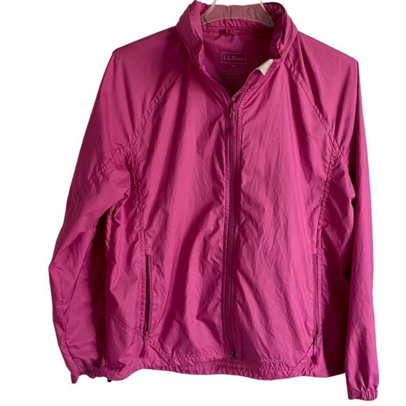 L.L Bean Full Zip Windbreaker Jacket with Hideaway Hood Women's Size Medium - Picture 2 of 8